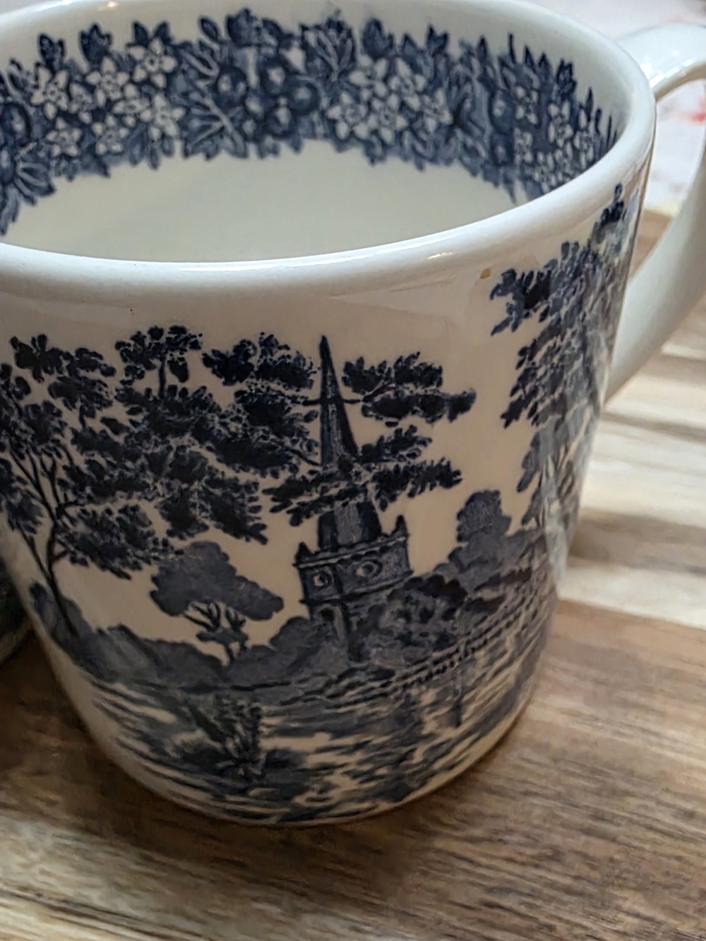 Wedgwood Blue and White Toile Porcelain Mugs - Pair - Picture 10 of 11